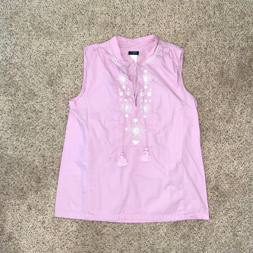 JCREW WOMENS SIZE 4 SOFT PINK TANK TOP CLASSIC V NECK BLOUSE